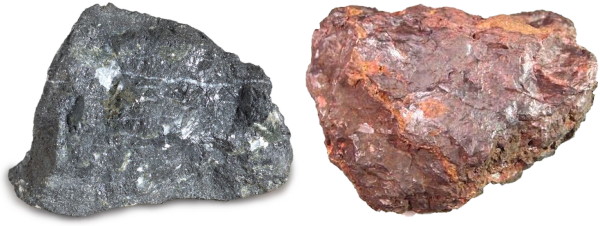 دو نمونه معدنی از سنگ آهن